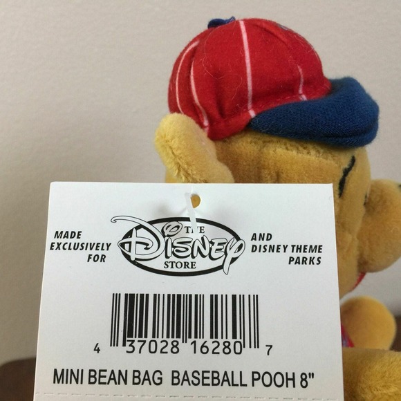 Disney Store Winnie the Pooh Bear Baseball Mini Bean Bag Stuffed Plush Toy 8" - Picture 4 of 10